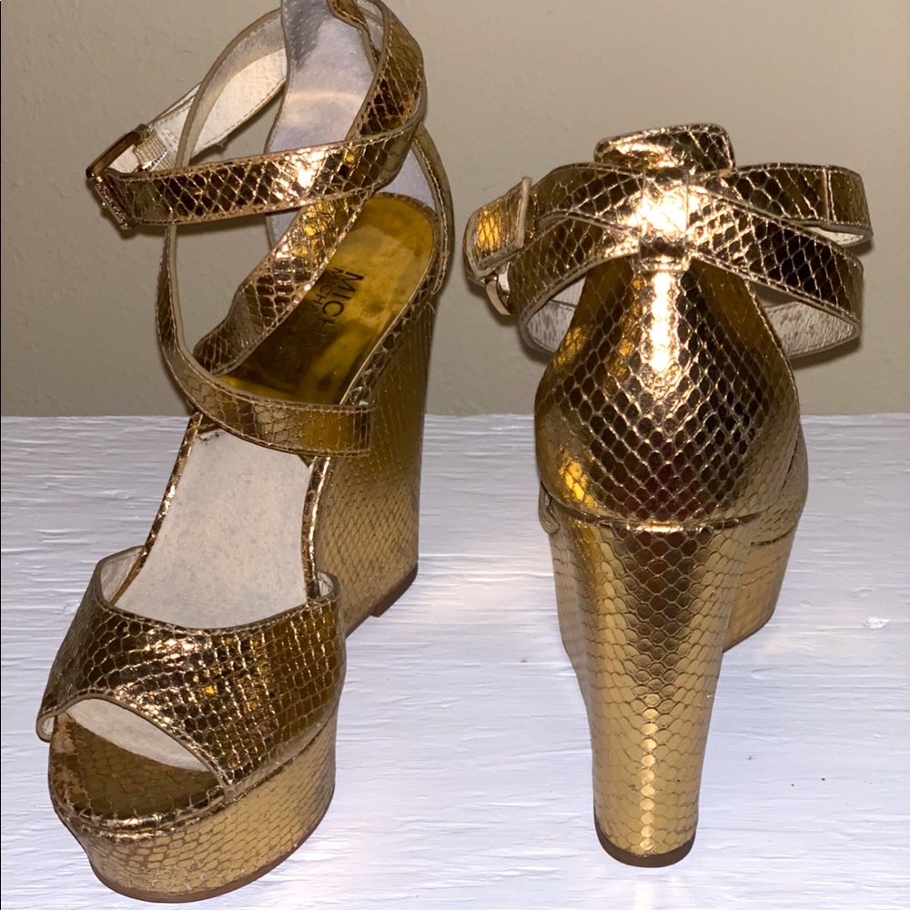 Gold Micheal Kors wedges